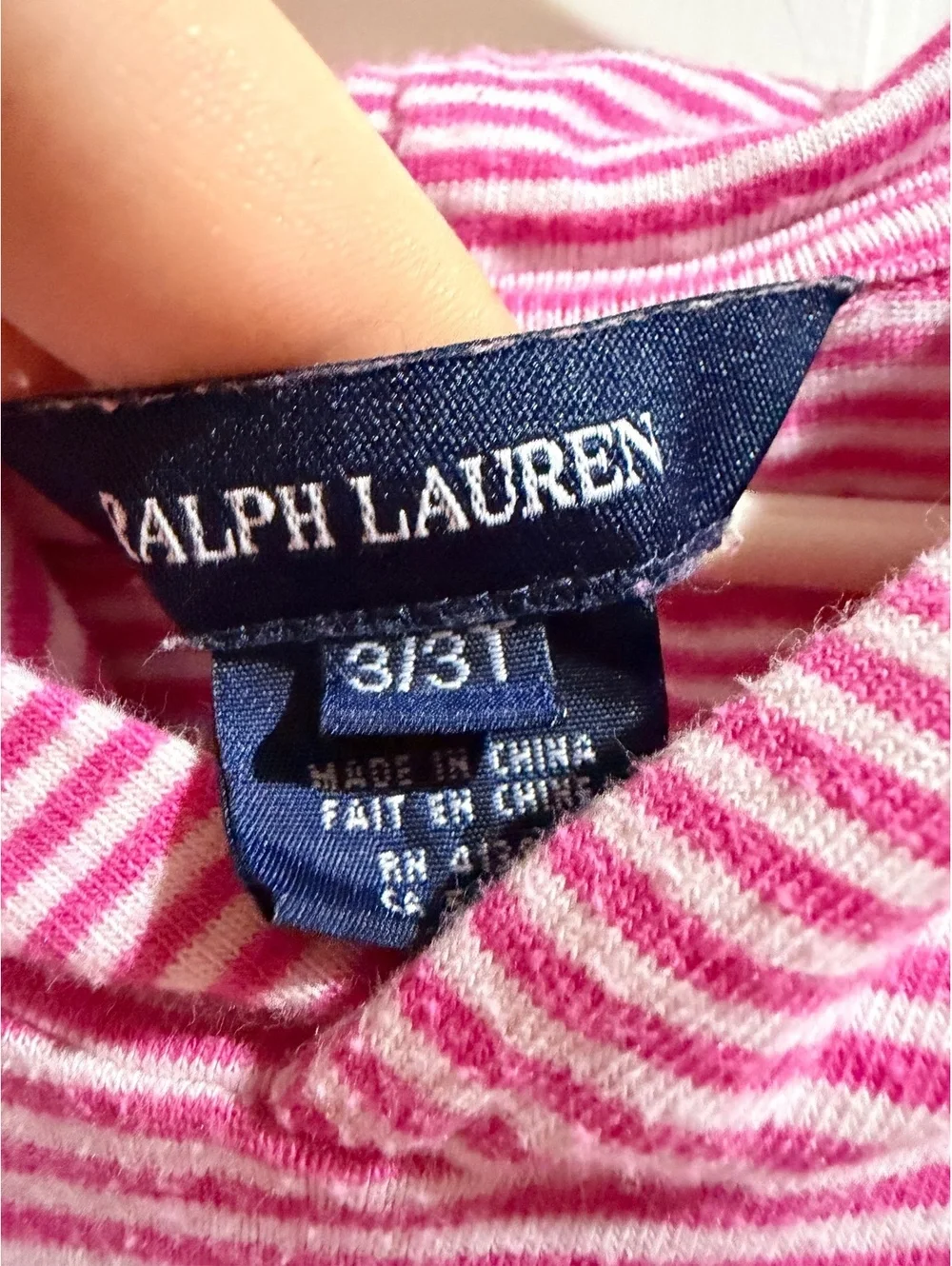 Ralph Lauren Pink and White Striped Hooded Sweatshirt, Size 3/3T